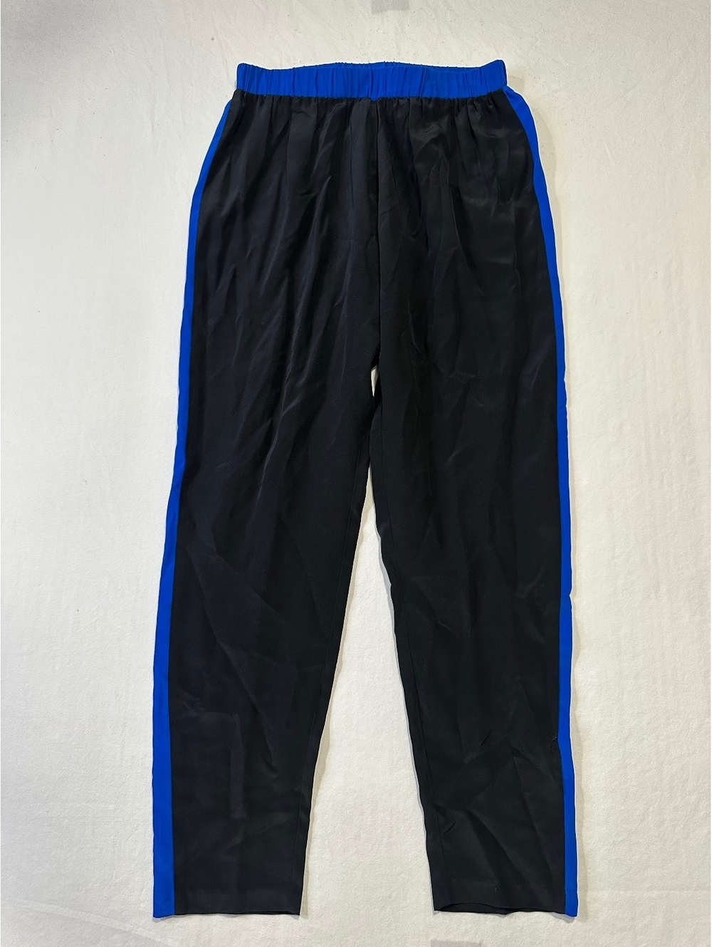 ALEXIS Black Blue Side Stripe Track Pants Women’s Size 6 Pull On Y2K